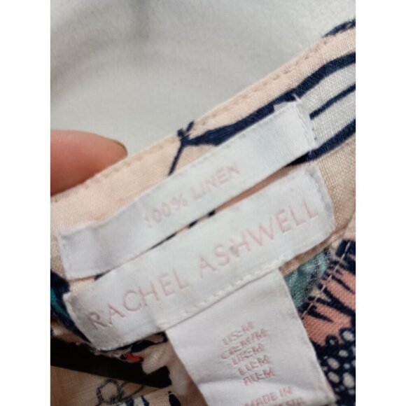 Rachel Ashwell Womens Shift Dress Medium Pink Floral 100% Linen Halter Summer - Picture 4 of 8